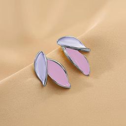 VAGHBHATT Silver-Plated Leaf Shaped Enamelled Studs-picture-32