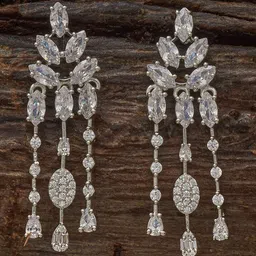 Kushal's Fashion Jewellery Rhodium-Plated Party Zircon Classic Drop Earrings-picture-12