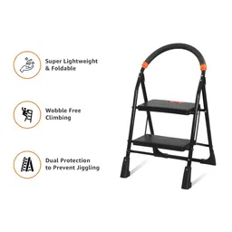 Homlix Black Textured 2-Step Foldable Step Ladder image 3