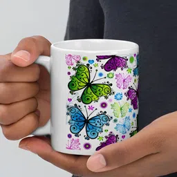 Mr UVD White & Purple Graphic Printed Ceramic Glossy Mug 350 ml image 4