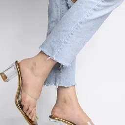 Stylestry Girls Synthetic Transparent Open Back Heels image 4