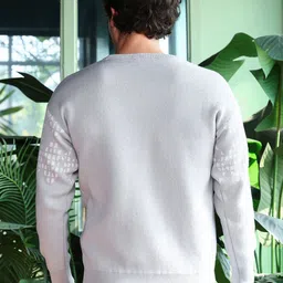Campus Sutra Men Self Design Round Neck Pullover Sweater image 3