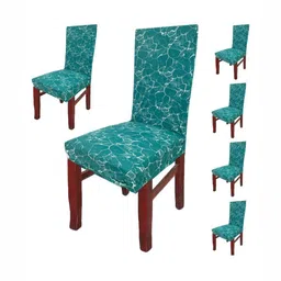 GIFTS ISLAND Set Of 6 Brown Marble Printed Chair Covers-image-45