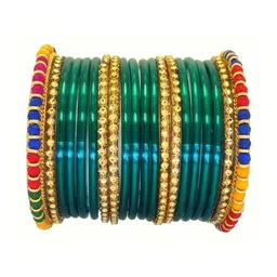 SHRASHTI Turquoise Blue Glass Artificial Stones & Beads Bangle image 2