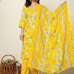 Kiaasa Women Floral Printed Regular Kurta With Trousers & Dupatta-picture-22