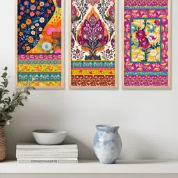 Kotart Brown & Pink 3 Pieces Floral and Botanical Wooden Wall Paintings-picture-10