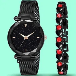 SZN Women Dial & Straps Analogue Watch black mgt&2 black bracelet image 3