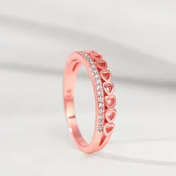 GIVA 925 SterlingSilver Spark Romance Rose Gold-Plated CZ Studded Adjustable Ring-picture-55