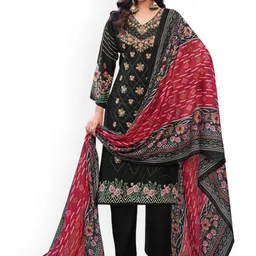 DRAVINAM Trends Floral Embroidered Thread Work Pure Cotton Unstitched Dress Material-picture-20