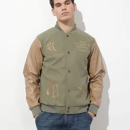 The Roadster Life Co. Typography Embroidered Colourblocked Varsity Jacket image 2