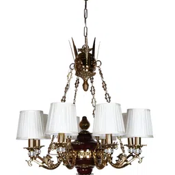 Fos Lighting Gold-Toned Textured 8-Light Chandelier Aluminium Ceiling Lamp image 5