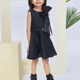 Peppermint A-Line Embellished Knee Length Dress With Bow image 3