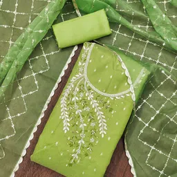 HERE&NOW Floral Embellished Unstitched Dress Material-picture-12