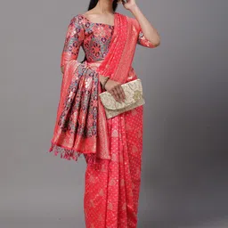 all about you Ethnic Motifs Woven Design Zari Saree With Unstitched Blouse Piece image 2