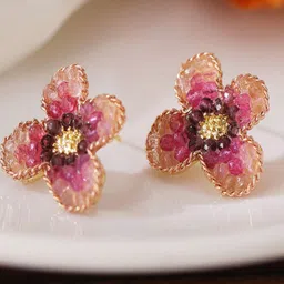 Krelin Gold Plated Artificial Stones studded Floral Shaped Studs-picture-52