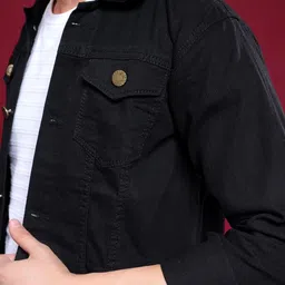 Mevan Men Black Regular Fit Denim Jacket image 4