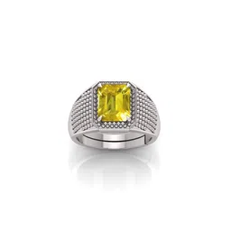 RRVGEM 11.25 Ratti 10.00 KT Yellow Sapphire Pukhraj Silver Plated Adjustable Ring-picture-21