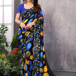 KALINI Blue Poly Georgette Printed Sarees-picture-10