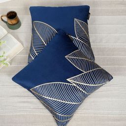 HOSTA HOMES Blue & White Set of 2 Floral Velvet Square Cushion Covers-picture-28