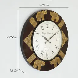 vedas C-Palo White & Black Round Shaped Heritage Polished Wall Clock image 4