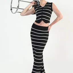 SHOWOFFFF Edition Striped Acrylic Top With Skirt Co-Ords-picture-13