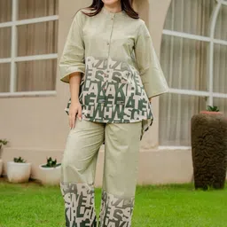 ZUMMER Printed Mandarin Collar Pure Cotton Shirt With Trouser-picture-11