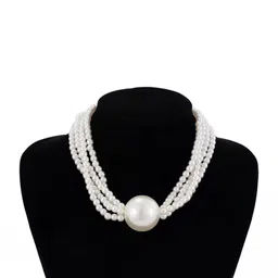 ISLANA Women Pack of 2 White Alloy Beaded Necklace & Earrings Jewellery Set image 3