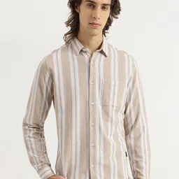 United Colors of Benetton Slim Fit Spread Collar Vertical Stripes Striped Opaque Shirt-picture-38
