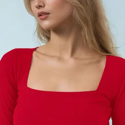 Maheshvi Ribbed Square Neck Long Sleeves Top image 2