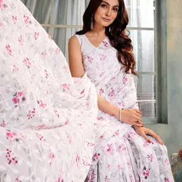 Garden Vareli Floral Printed Brasso Saree image 4