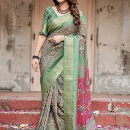 ALMAARI FASHION Ethnic Motifs Zari Pure Silk Kanjeevaram Saree image 5