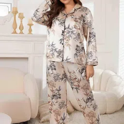NIJANAND TEXTILE Floral Printed Shirt With Pyjamas-image-19