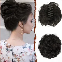 VIEWS Black Wavy Clip-In Bun Hair Extension-image-70