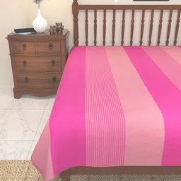 Myntra Elegant Homes Pink Striped 180 TC Cotton Single Bedsheet 1.5 m x 2.4 m-picture-40