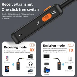 Etzin Power Cord 0.1 m Bluetooth Receiver for Car, Bluetooth Adapter, Car TV, BT5.4, Bluetooth Connection, Chiavetta, Bluetooth Transmitter, Hands-free, Car with 3.5mm Aux image 2