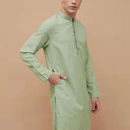 melange by lifestyle Men Embroidered Viscose Rayon Straight Kurta image 3