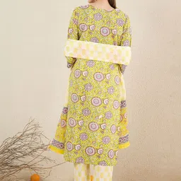 Indo Era Women Floral Printed Regular Pure Cotton Kurta with Trousers & With Dupatta image 2