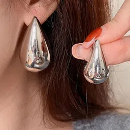 AKISON JEWELS Women Silver Teardrop Shaped Studs Earrings-image-24