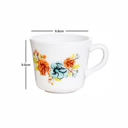 Cello White & Yellow Floral Printed Opalware Glossy Cups Set of Cups and Mugs image 4