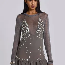 LULU & SKY Embellished Halter Neck Backless Drop-Waist Mini Dress-picture-17