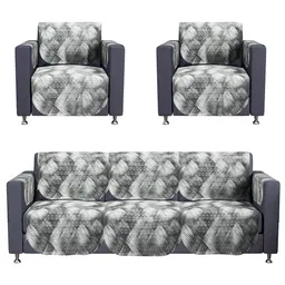 Kuber Industries Grey & White 16 Pcs Floral Printed Cotton 5 Seater Sofa Cover With Arms image 4