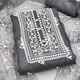 DIVASTRI Embroidered Organza Unstitched Dress Material-picture-26