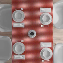 HOME COLORS.IN Red Cotton 4-Seater Table Cover image 3