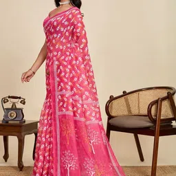 KALINI Ethnic Motifs Zari Linen Blend Designer Saree image 5