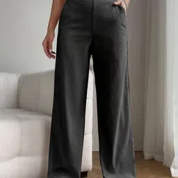 Moda Rapido Women Grey Lycra Solid Regular Trousers-image-47