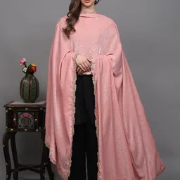 Exotic India Floral Embroidered Velvet Dupatta with Bead Work-image-81