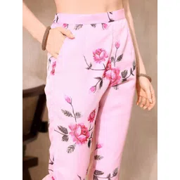 Sangria Floral Printed Organza A-Line Kurta With Trousers & Dupatta image 3