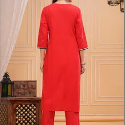 HERE&NOW Women Ethnic Motifs Embroidered Regular Thread Work Pure Cotton Kurta with Trousers & With Dupatta image 5