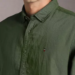 Louis Philippe Jeans Textured Button-Down Collar Slim Fit Cotton Linen Shirt image 3