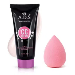 A.D.S Natural Beauty Glow CC Cream & Sponge Beauty Blender Puff, 60gm Shade-01 image 1